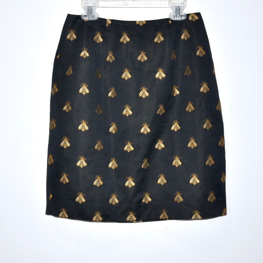 STEVEN STOLMAN Black Gold BEE Embroidered Skirt - Sz 4, XS